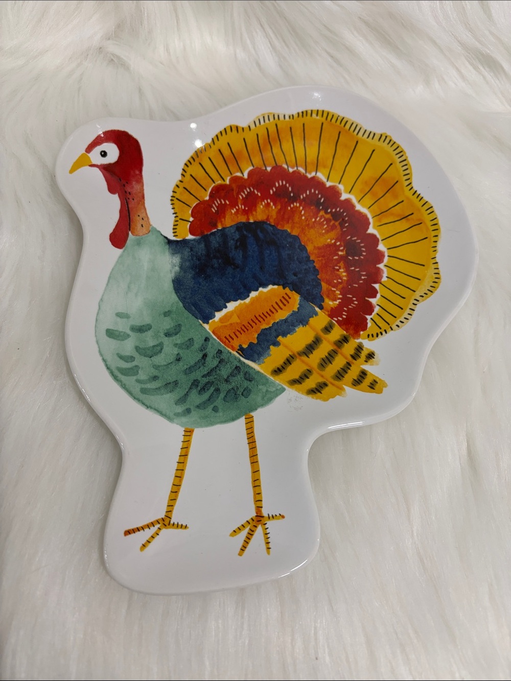 Colorful Turkey Ceramic Serving Dish - Multicolor